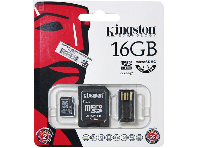 Kingston MicroSDHC Minne Class 10, 16GB, MBLY4G2/16GB, Inkl. SDHC och USB Adapter