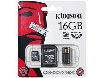 Kingston MicroSDHC Minne Class 10, 16GB, MBLY4G2/16GB, Inkl. SDHC och USB Adapter