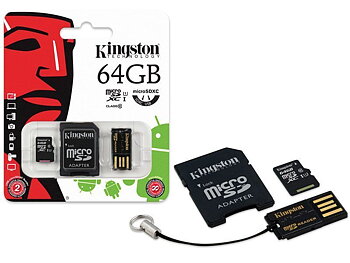 Kingston MicroSDHC Minne Class 10, 64GB, MBLY4G2/64GB, Inkl. SDHC och USB Adapter