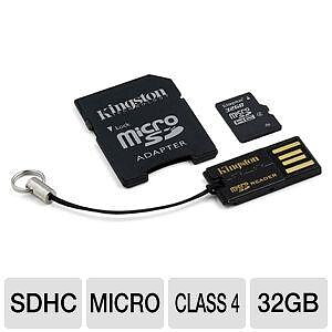 Kingston MicroSDHC Minne Class 4 8GB, MBLY4G2/8GB, Inkl. SDHC och USB Adapter