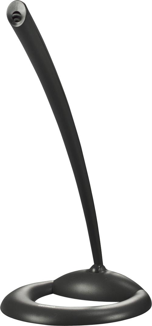 DELTACO bordsmikrofon(MF-100) med svanhals, puffskydd, 3,5mm-anslutning, mute-knapp, 2m kabel, grå