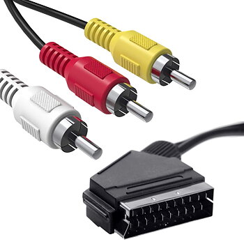 (MM-123 )SCARTkabel med Ljud & Video RCA, Scart till tre RCA anslutningar,  Male - 3x RCA Plug