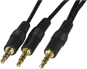 Audio kabel 1x Stereo hane,  till 2x Stereo hane 3M