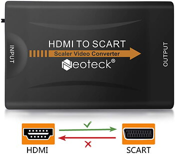 (NTK001 )Neoteck HDMI till SCART-omvandlare 1080P HDMI till Scart Converter med NTSC/PAL-kompositvideostereo-ljudadapter, Scart- ut, HDMI- in