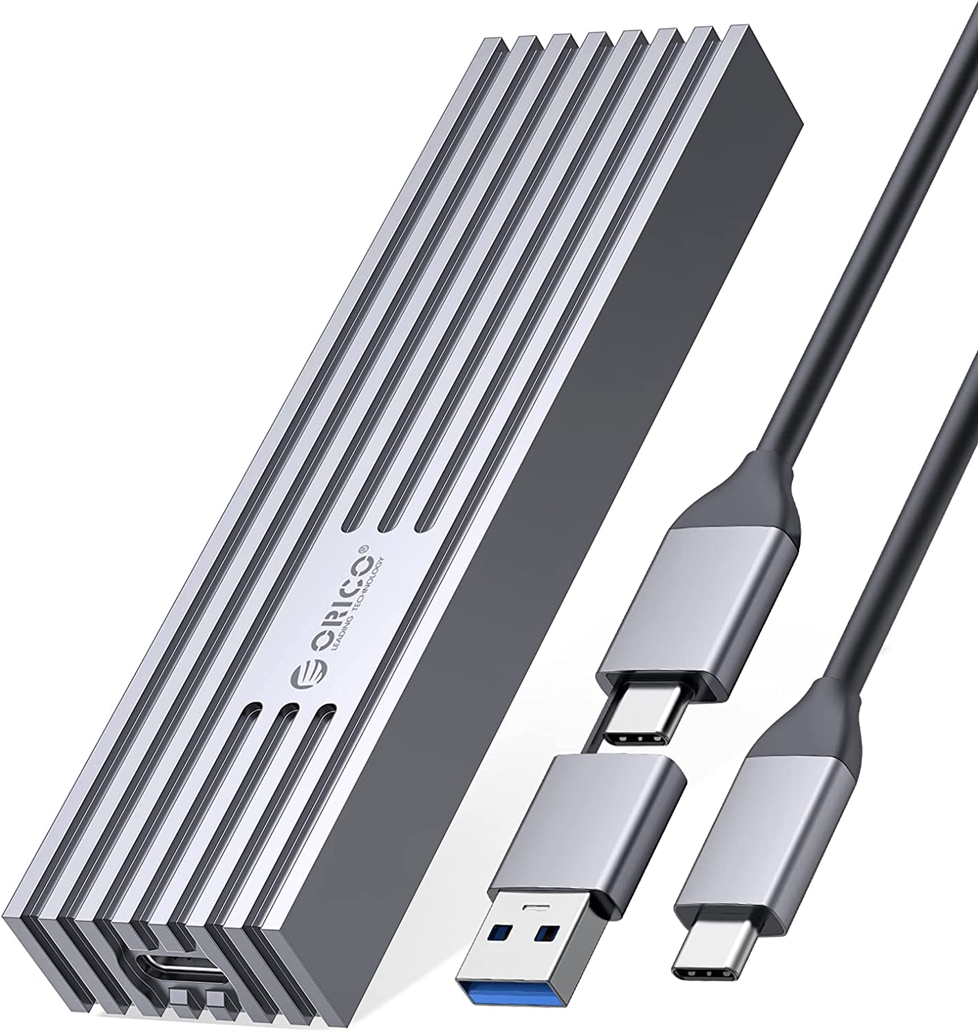 ORICO M.2 NVMe SSD-hölje till USB-C PCIe-adapter 10 Gbps USB3.2 Gen2 för NVMe M-Key/M+B Key SSD 2230/2242/2260/2280, uppgraderat M2 SSD-hölje av aluminum