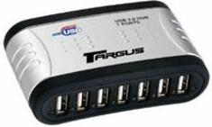 Targus High Speed USB2.0 7-Ports Hub,  med ström adapter, Silver/Svart
