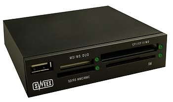 (CR005V2) Sweex Multi card reader, USB 2.0 Kortläsare, Kopplas till Moderkortet uttag för USB