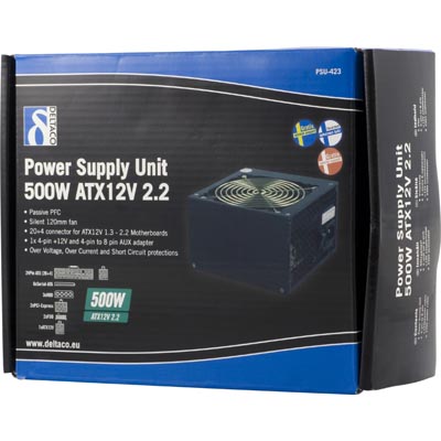 Nätdel ATX12V 2.0, 500W, PSU-422, Silent 120mm fan