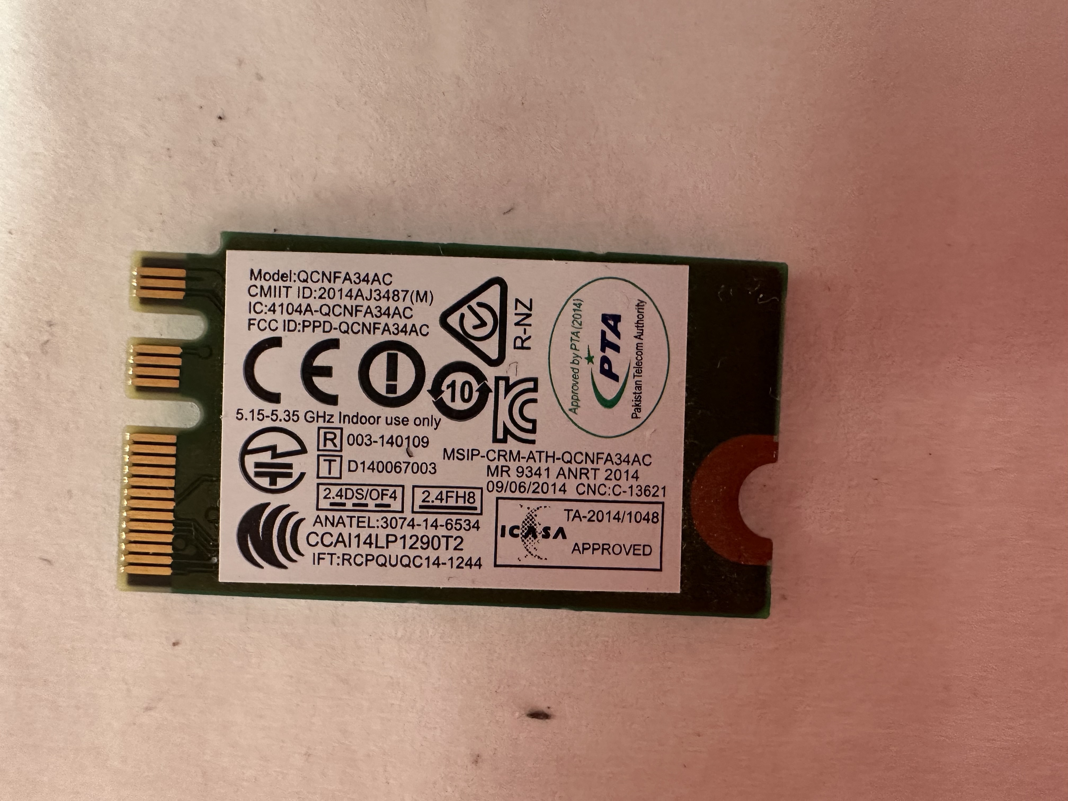 QCNFA34AC, Wifi Kort passar till LenovoG50-80 (Begagnad, Fungerar )