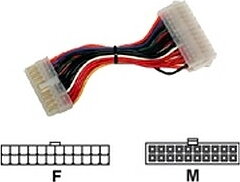 ATX adapter, omvandlar ATX 24Pin till ATX 20 Pin, Används för nätdel som har ATX24