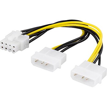 (SSI-62 )Adapterkabel, 2xMolex 4-pin till 8-pin PCI-Express, 30 cm