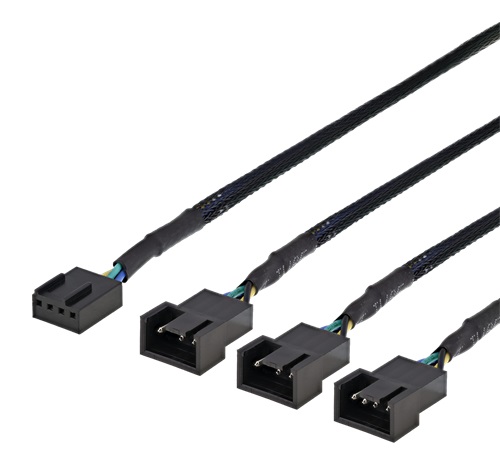 DELTACO splitter för PWM-fläktar,4pin till 3x4-pin ho svart