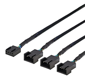 DELTACO splitter för PWM-fläktar,4pin till 3x4-pin ho svart