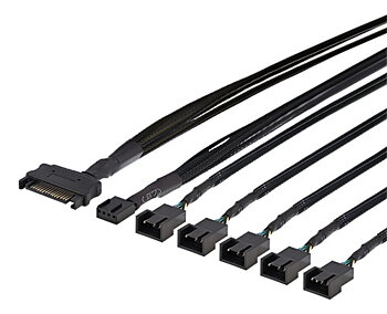 DELTACO splitter för PWM-fläktar,4pin till 5x4-pin ho svart