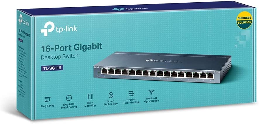 TP-Link TL-SG116 16 Portars Gigabit Switch, Blå,