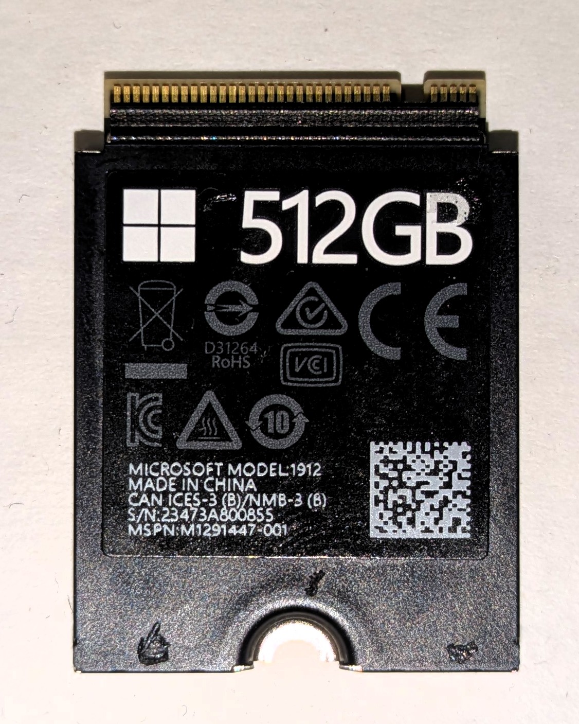 (E0Q-00001) M.2 2230  NVMe PCIe  SSD 512GB Disk för Surface Laptop 6 Business, Microsoft Model 1912, MSPN-M1291447-001  (Använt) (E0Q-00001 EP2-69955)