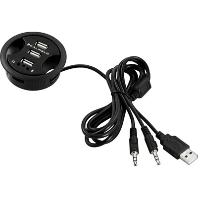 USB HUB, Infälld 3-ports USB2.0, + 2x3,5mm ljud anslutning