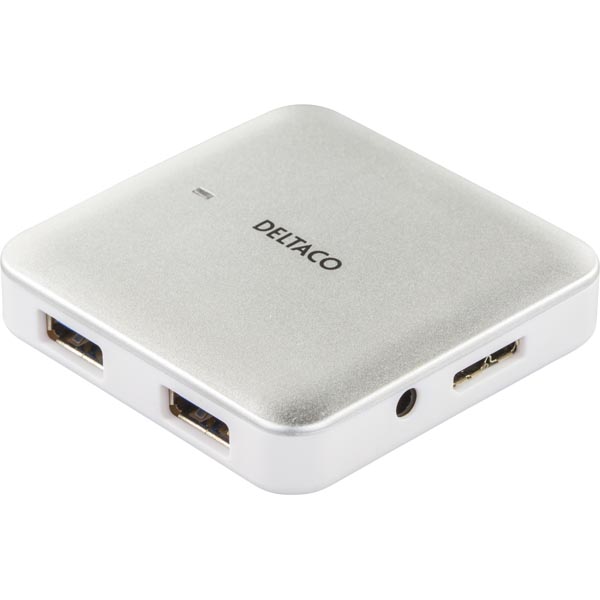 USB 3.0 hubb, 4xTyp A portar, 0,25m, silver