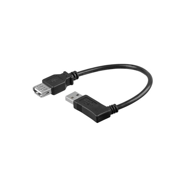 (USB2-103)USB 2.0 kabel Typ A ha vinklad - Typ A ho 0,3m, svart