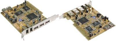 VScom  USB/Firewire  kort, PCI , för dator utan USB/Firewire portar, 3 USB portar+ 2st Firewire portar, USB 2,0
