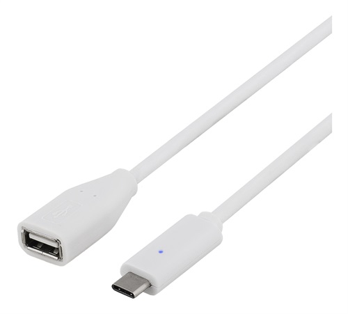 DELTACO USB 2.0 kabel, Typ C - Typ A ho, 0,25m, vit