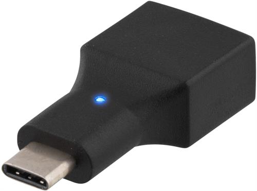 DELTACO USB 2.0 adapter, Typ C - Typ A ho, svart