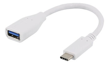 DELTACO USB 3.1 adapter, Gen 1, Typ C hane - Typ A hona, 15cm, vit