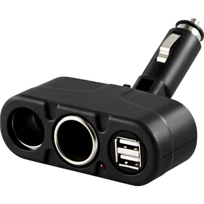Strömsadapter Från CiggUttag till USB 12-24V, 2-Vägs Grenuttag och Dubbel USB