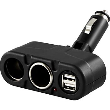 Strömsadapter Från CiggUttag till USB 12-24V, 2-Vägs Grenuttag och Dubbel USB