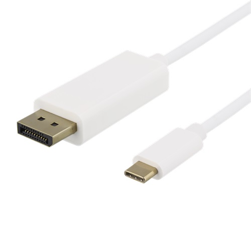 USB-C till Displarport kabel, 1M, 4K, 3D, Vit