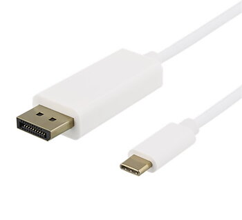 USB-C till Displarport kabel, 2M, 4K, 3D, Vit