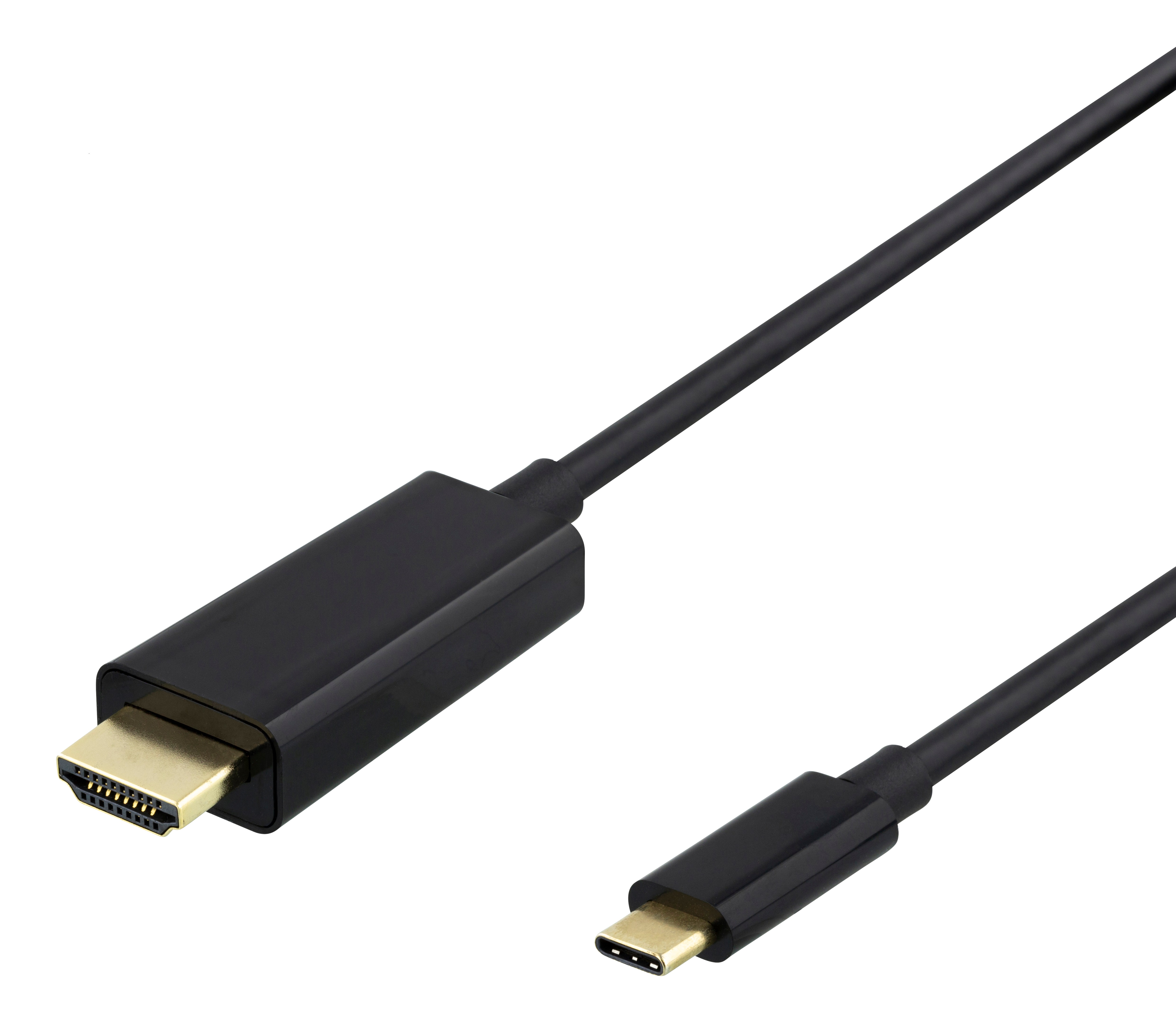 USB-C till HDMI kabel, 2M, 4K, HDCP 2,2, 3D, Svart