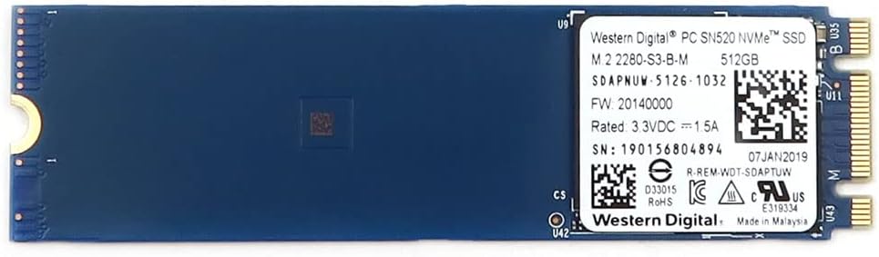(WDM.22280-S3-B-M )Western Digital WD PC SN520 NVMe SSD - 512 GB SSD - intern - M.2 2280 - PCI Express 3.0 x2 (NVMe)