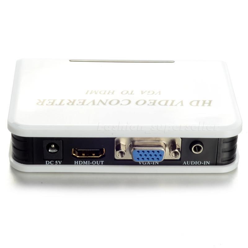 HDV330(VGA-HDMI-White) 1080P Audio VGA to HDMI HD HDTV Video Converter Box Adapter