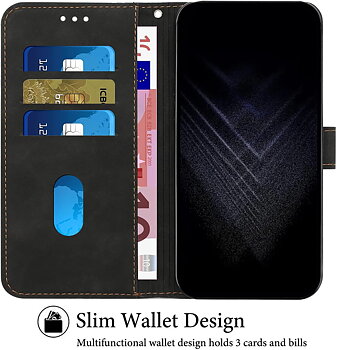 Plånboksfodral för Samsung Galaxy S9 Plus, starkt magnetiskt läder folio fodral med korthållare stativ flip skyddande bokomslag – svart