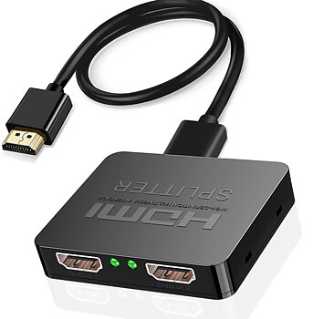 HDMI-splitter, 1 ingång till 2 utgångar, 4K 3D 1080P HDMI 2.0 splitter för dubbla skärmar, stöder MacBook, Xbox, PS4, PS3, Blu-ray-spelare, DVD, HDTV