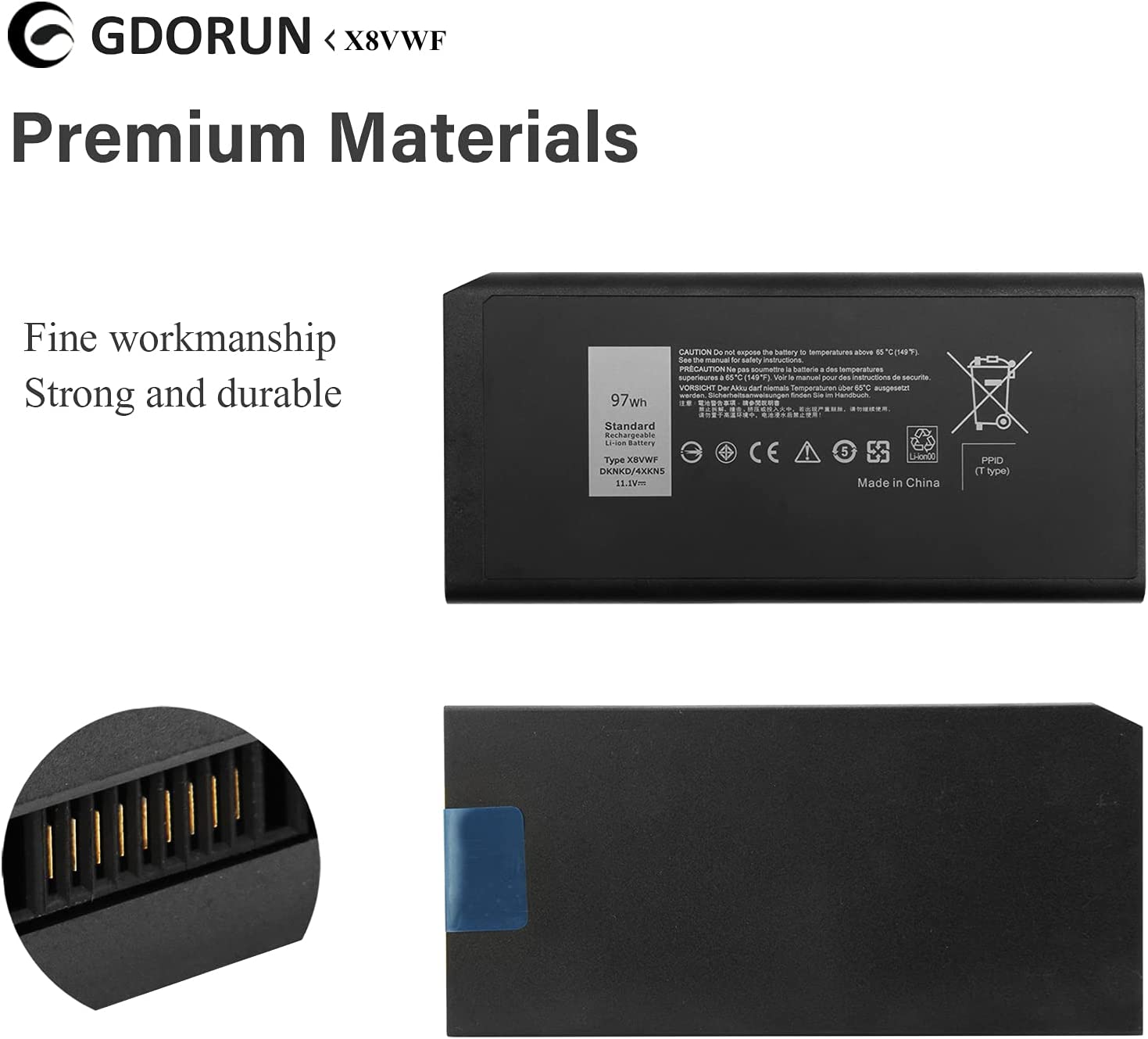 GDORUN 97Wh X8VWF laptopbatteri för Dell Latitude 14 5404 5414 E5404 7404 7414 E7404 Rugged Extreme Series DKNKD VCWGN YGV51 CJ2K1 5XT3V XN4KN XRJDF
