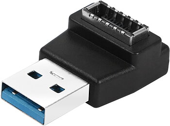 GELRHONR USB 3.1 typ E till USB typ A förlängningsadapter, (5 Gbps) intern kontakt, rätvinklig USB A hane till typ E hona adapter kompatibel USB3.0 – svart