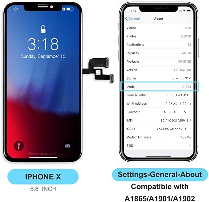 Bokman för iPhone X display ersättningsskärm svart LCD-glas pekskärm