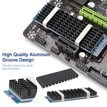 (X001MGU6DZ) M.2 SSD Kylfläns, Aluminium Kylfläns, Termiskt Ledande Självhäftande Ark, 70X22X6mm, Svart