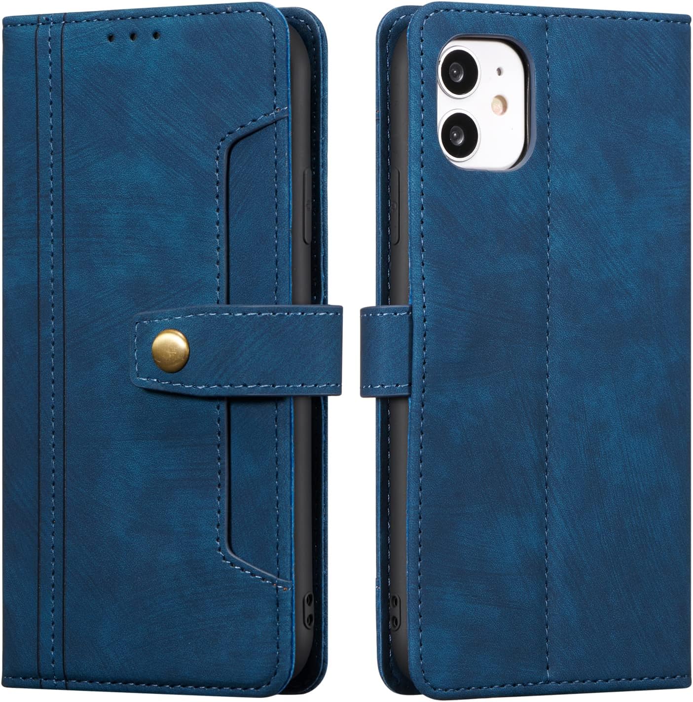 (X001MUK3JD)QLTYPRI Plånboksfodral för iPhone 11, vikbart fodral i premium PU-läder med [kortplatser] [magnetiskt lås] [stativ] stöttåligt folio telefonskydd för iPhone 11 , Svart