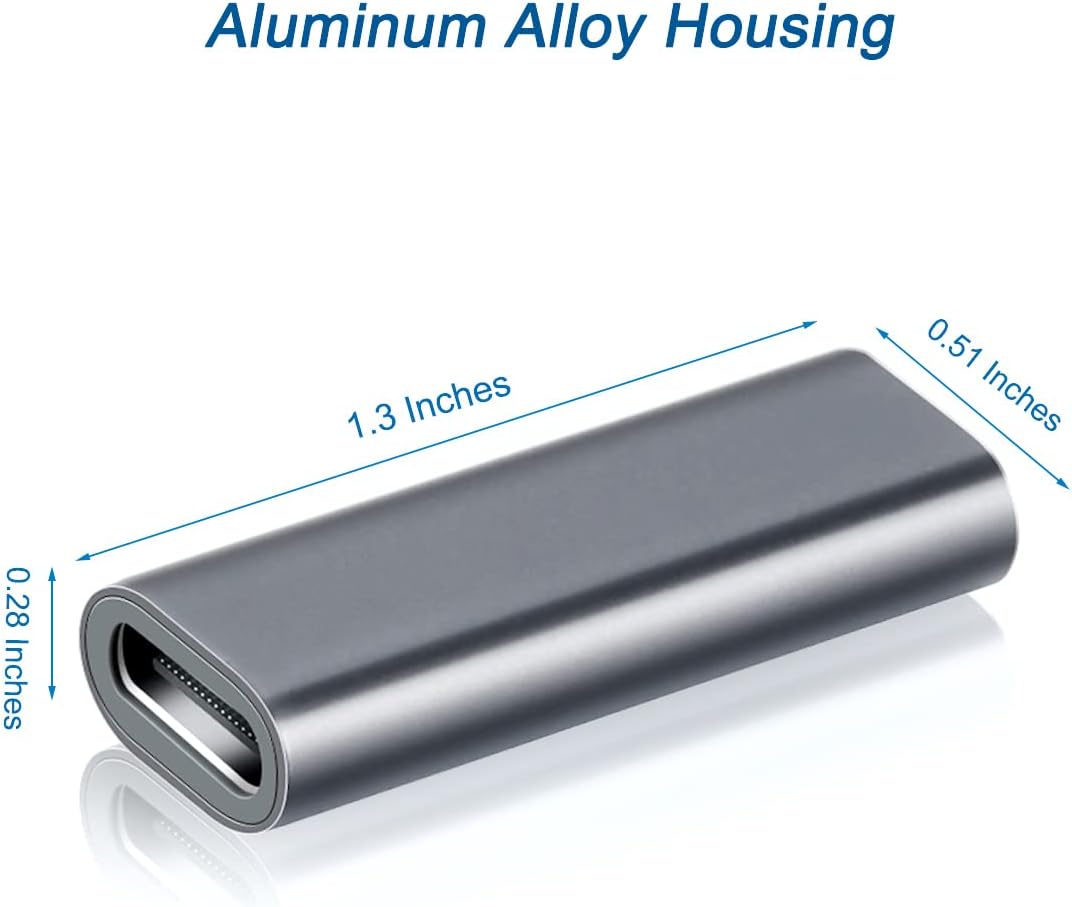 (X001NPZK4P) USBC Hona till USBC Hona Adapter,  USBC 3.1/10 GBps, 100W PD Anslutning för Typ-C Kabel, Thunderbolt 3-kompatibel för MacBook, Bärbar Dator (Gray)