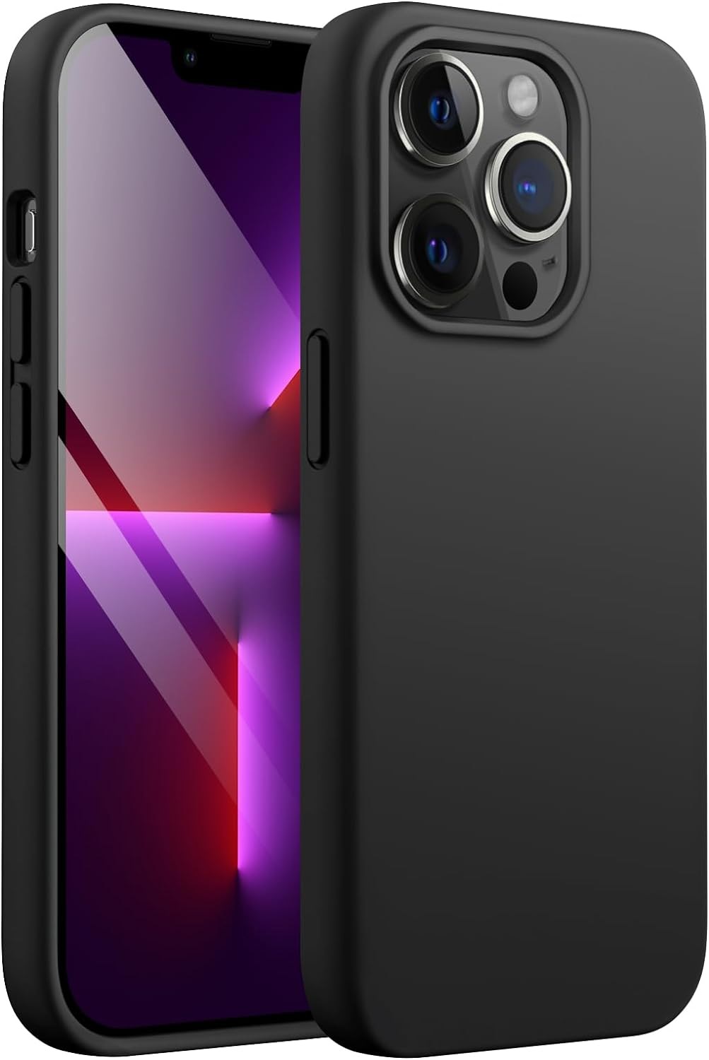 (X001QL2A17 )JETech Silikonskal för iPhone 13 Pro 6,1 Tum, Silkes Mjuk Beröring Full Kropp Skyddande Telefon Case, Stötsäkert Cover med Mikrofiber Foder (Svart)