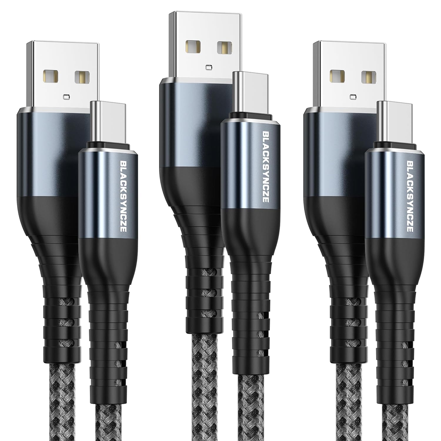 (X001S1PO9P)BLACKSYNCZE USB C-kabel 3,1 till USB A snabbladdning USB C-kabel USB C flätad USB-kabel typ C , 1M