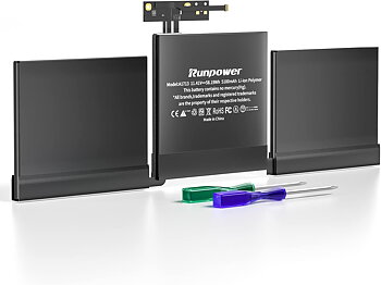 Runpower A1708 A1713 A2171 ersättnings-laptopbatteri är kompatibelt med MacBook Pro 13 tum A1708 (slutet 2016, mitten av 2017) A2159 (2019) A2289 A2338 (2020) 5100 mAh 11,41 V 58,19 WH