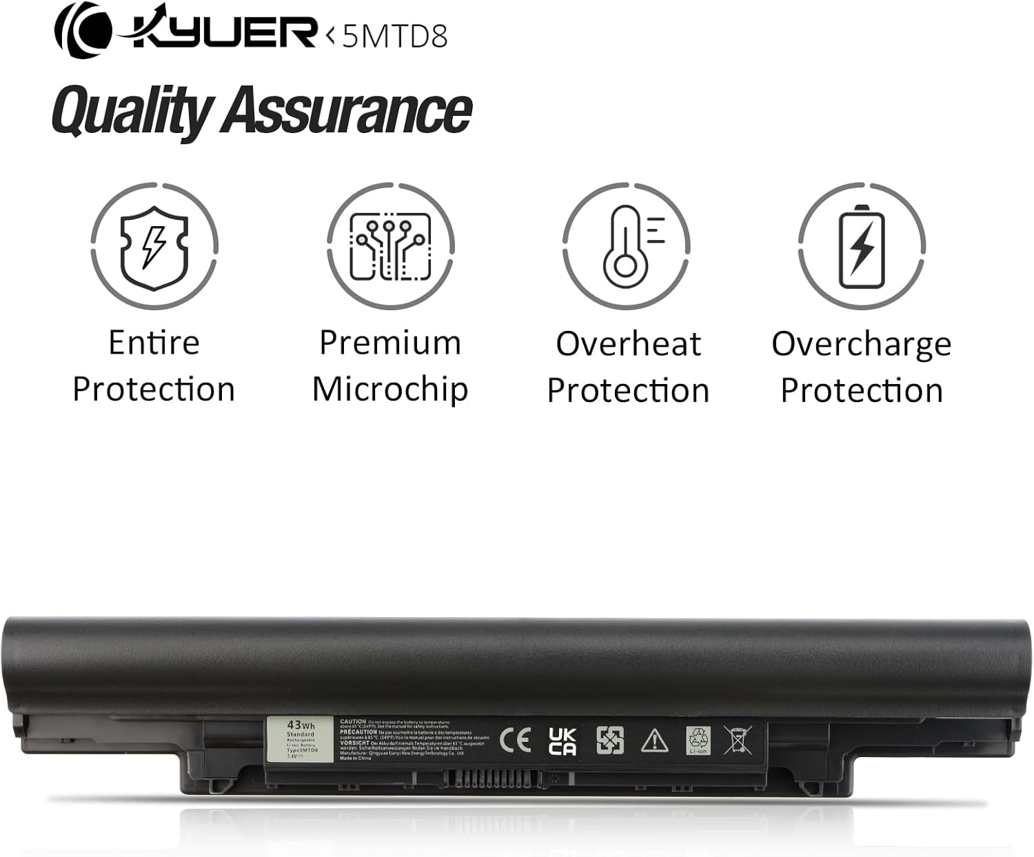 K KYUER 43Wh 5MTD8 YFDF9 Batteri för Dell Latitude 3340 3350 Latitude 13 Education 3340 3350 Series 451-BBIY 451-BBIZ 451-BBJB 3NG29 H2F7D K5NN2 H4PJP HGJW8 JR6XC VDYR8 7WV3V YFOF9 0YFDF9 03NG29 7.4V