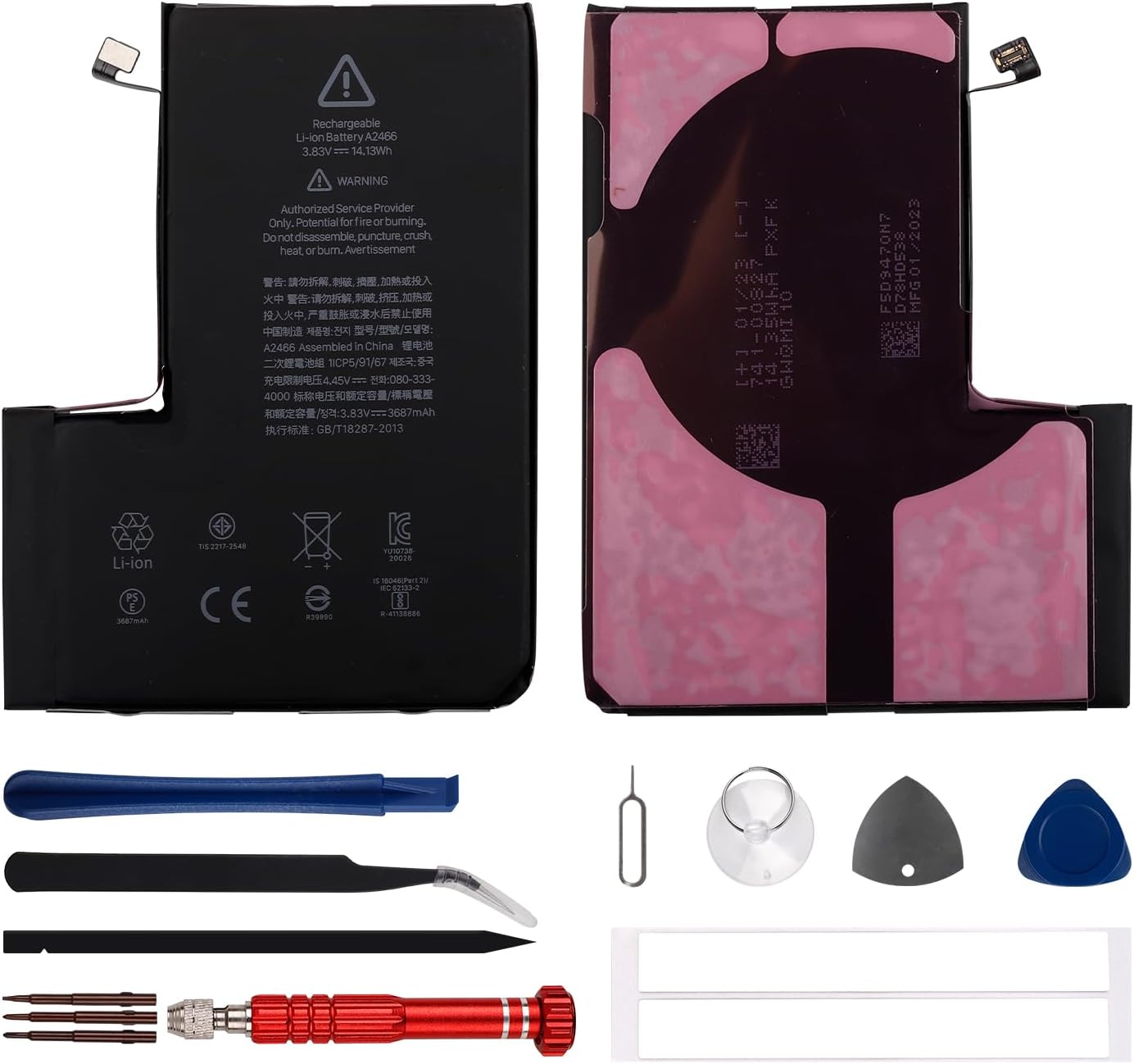 (X0027LRLQT ) Duotipa 3687 mAh nytt ersättningsbatteri A2466 kompatibel med iPhone 12 Pro max A2411, A2342 batteri med reparationsverktygssats