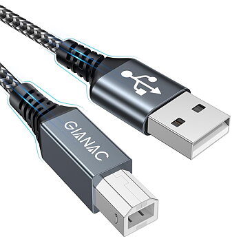 (X0027S4OG7) GIANAC USB skrivarkabel 2M USB A till B skrivarkabel nylon flätad skannerkabel USB 2.0 typ B-kabel för HP, Brother, Dell, Canon, Epson, Lexmark, Xerox, Samsung och skanner etc