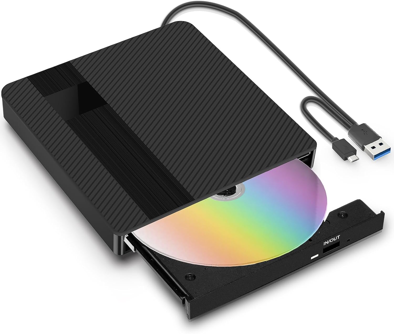 (X002ADEUAT) BNEHHOV Extern DVD-CD-spelare med USB 3.0 typ-C extern DVD-brännare CD DVD +/-RW bärbar spelare för bärbar dator stationär PC och Mac , Ultra slim DVD