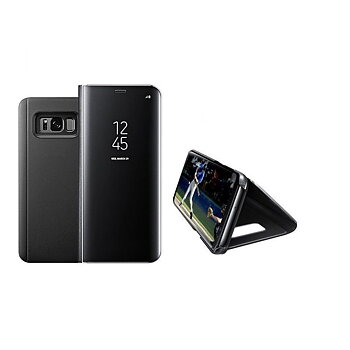 Mirror PU Stand Flip Wallet Case för Samsung Galaxy S8, med fönster Svart